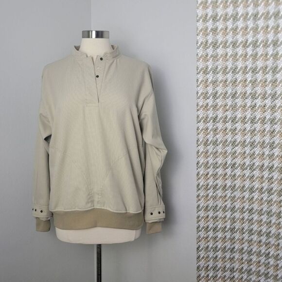 Khaki Houndstooth Pattern Zero Restriction Golf Outerwear Windwear Pullover - Picture 1 of 14